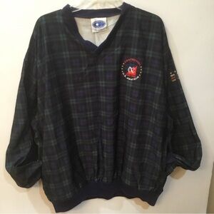 Vintage U.S. Amateur 1895- 1995 V Neck Pullover Centennial XL Blue Green Plaid